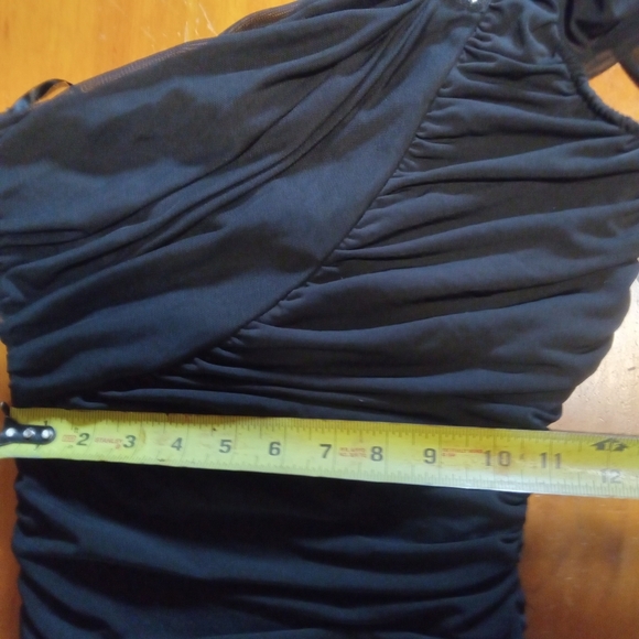 Deb Mini Dress Small Black One Shoulder Rhinestones - Picture 7 of 7